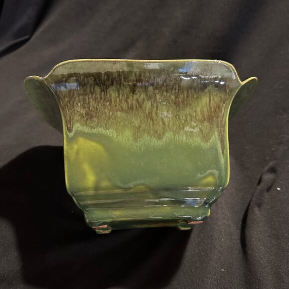 Vintage Drip Glaze Planter Rectangle Wide Rim 8x5" - Picture 13 of 15